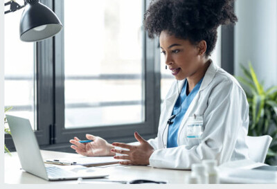 Doctor providing a telemedicine consult for urgent care at Bella Medical Associates, serving Albemarle, Charlotte, Raleigh, and Fayetteville NC with virtual medical services.